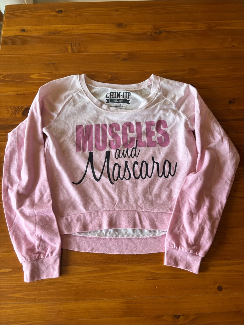 Chin Up Apparel Pink 'Muscles and Mascara' Girls Pullover Sweatshirt